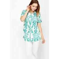 paisley print ruched front blouse