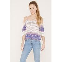 paisley open shoulder top