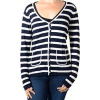 pascal morabito vest mfp 205 navy ecru womens cardigans in blue