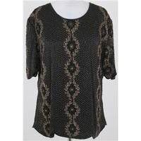 past times size lxl black gold embellished top