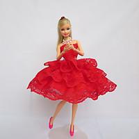 Party/Evening Dresses For Barbie Doll Red Lace Dresses For Girl\'s Doll Toy