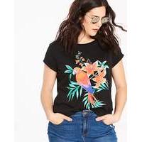 parrot sequin print t shirt