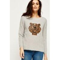 Patch Tiger Dip Hem Jumper