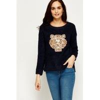 patch tiger dip hem jumper