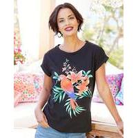 parrot sequin print t shirt