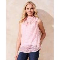 Pale Pink Velour Cowl Neck Blouse