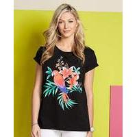 parrot sequin print t shirt