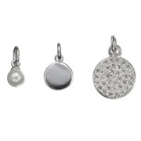 Pavé Disc & Pearl Charm - Set of 3