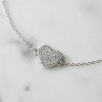 Pavé Heart Silver Bracelet