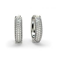 Pave Setting Round Diamond Hoop Earring