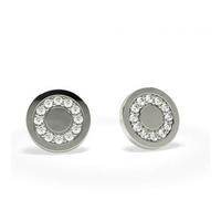 pave setting round diamond designer stud earrings