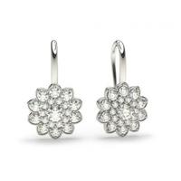 Pave Setting Round Diamond Cluster Earrings