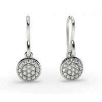 Pave Setting Round Diamond Cluster Earrings