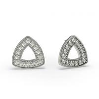 pave setting round diamond designer stud earrings