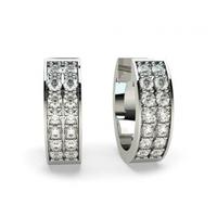 Pave Setting Round Diamond Hoop Earring