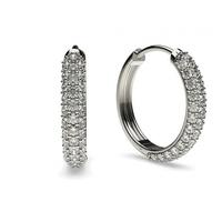 Pave Setting Round Diamond Hoop Earring