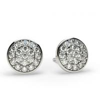 Pave Setting Round Diamond Cluster Earrings