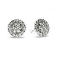 Pave Setting Round Diamond Cluster Earrings