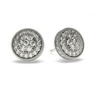 Pave Setting Round Diamond Cluster Earrings