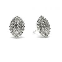 Pave Setting Round Diamond Cluster Earrings