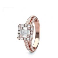 Pave Setting Round/Baguette Diamond Cluster Ring