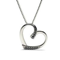 Pave Setting Black Diamond Heart Pendant