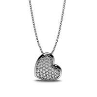 Pave Setting Round Diamond Heart Pendant