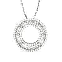 Pave Setting Round and Baguette Diamond Circle Pendant