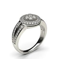 Pave Setting Round Diamond Cluster Ring