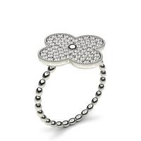 Pave Setting Round Diamond Delicate Ring