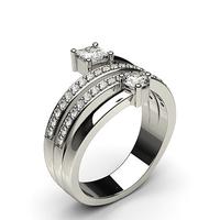Pave Setting Round & Princess Diamond Fashion Ring
