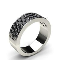 Pave Setting Half Eternity Black Diamond Ring