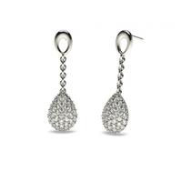 Pave Setting Round Diamond Drop Earrings