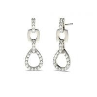 Pave Setting Round Diamond Drop Earrings