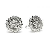 Pave Setting Round Diamond Cluster Earrings