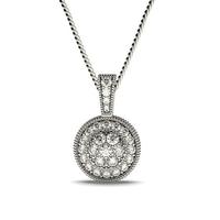 Pave Setting Round Diamond Cluster Pendant