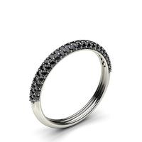 pave setting half eternity black diamond ring