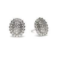 Pave Setting Round Diamond Cluster Earrings