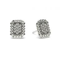 Pave Setting Round Diamond Cluster Earrings