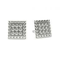 Pave Setting Round Diamond Cluster Earrings