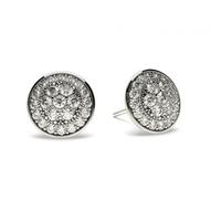 Pave Setting Round Diamond Cluster Earrings