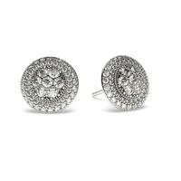 Pave Setting Round Diamond Cluster Earrings