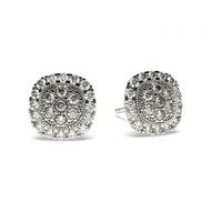 Pave Setting Round Diamond Cluster Earrings