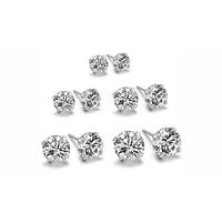 Pack of 5 Silver Stud Earrings with Swarovski Elements