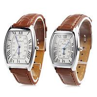 Pair of Unisex PU Analog Quartz Wrist Watch (Brown) Cool Watches Unique Watches Fashion Watch Strap Watch