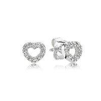 PANDORA Silver and Zirconia Heart Stud Earrings