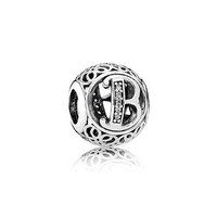 PANDORA Silver Vintage Letter B Charm