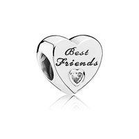 PANDORA Silver and Zirconia Friendship Heart Charm