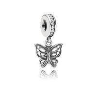 PANDORA Silver and Zirconia Vintage Butterfly Pendant Charm