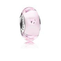 PANDORA Silver Pink Heart Murano Glass Charm